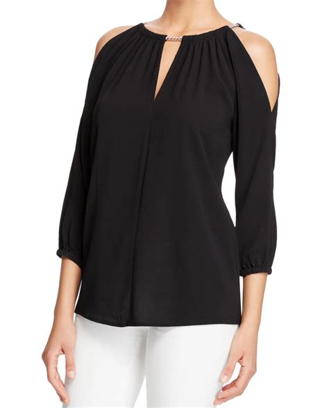 michael kors blouse black|Michael Kors ladies tops.